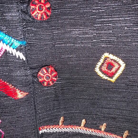 Norm Thompson Women's Embroidered Silk Jacket Sz L Colorful Art to Wear Boho - Picture 5 of 7